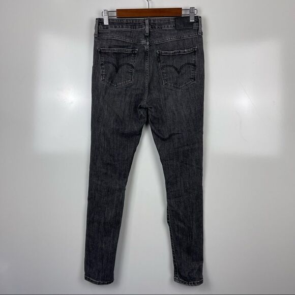 Levi's 721 Faded Black Distressed Ripped High Rise Skinny Jeans Women's Size 28 - Picture 2 of 8